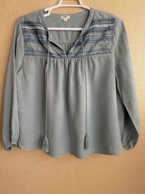 Dylan Linen Boho Long Sleeve Blouse